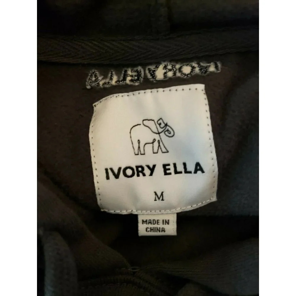 Ivory Ella Cropped Hoodie With Metallic Stars Down Sleeves Women's Size M - Picture 6 of 7